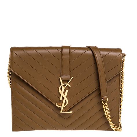 ysl tan clutch|YSL clutch with chain.